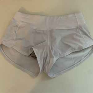 Lululemon white speed up shorts size 2
